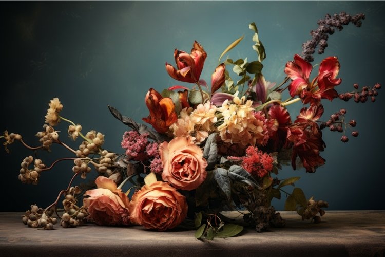 Timeless Flowers vintage bouquet. Generate Ai
