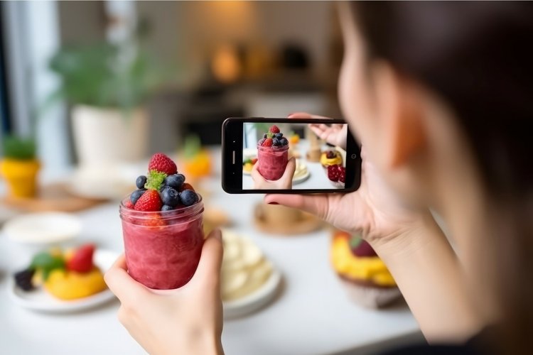 Food blogger phones. Generate ai