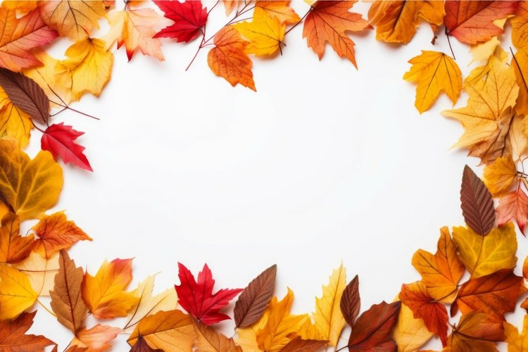 Crisp frame autumn leaves forest. Generate Ai