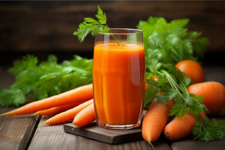 Nutritious Fresh carrot juice fruit. Generate Ai example image 1