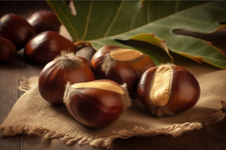 Fresh chestnuts bowl fall. Generate Ai example image 1