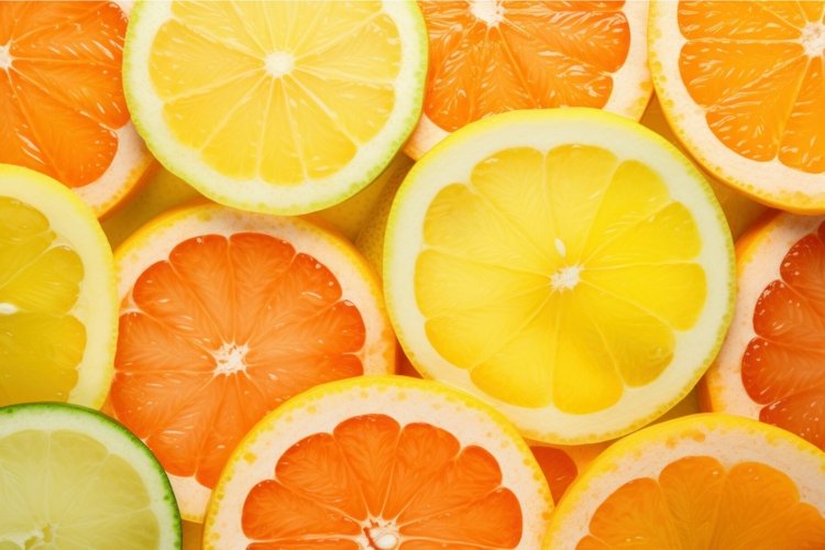 Fresh sliced citrus nature background. Generate ai