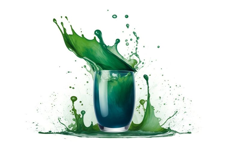 Fresh spirulina smoothie on white background. Generate ai example image 1