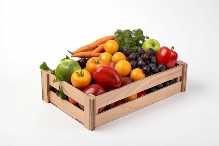 Fresh vegetables fruit crate. Generate Ai