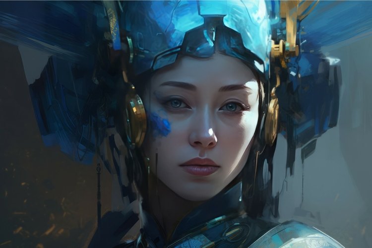 Futuristic blue woman. Generate Ai