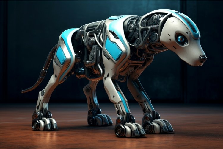 Robot dog head. Generate Ai