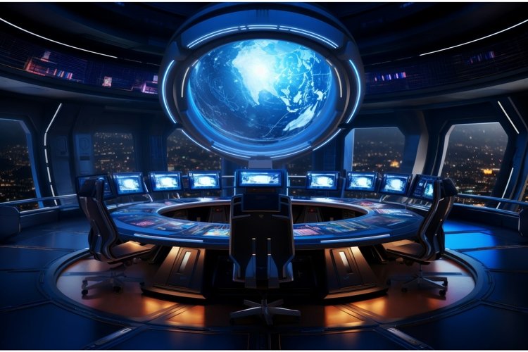 High-tech Futuristic spaceship. Generate Ai example image 1