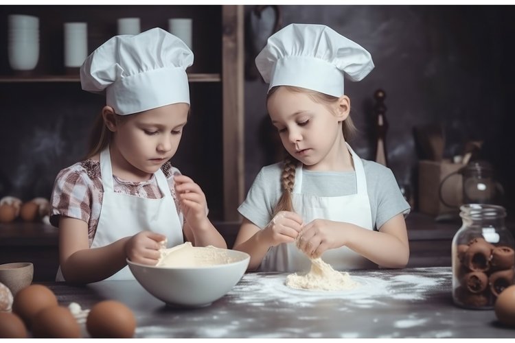 Girls make cake. Generate Ai