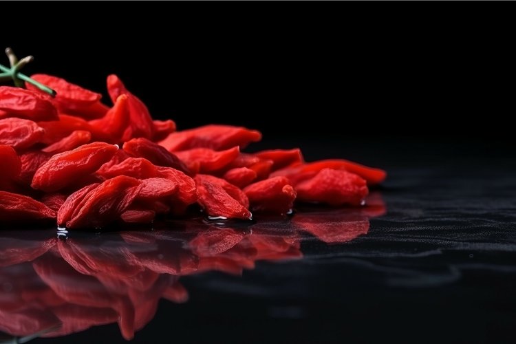 Goji berries on black background