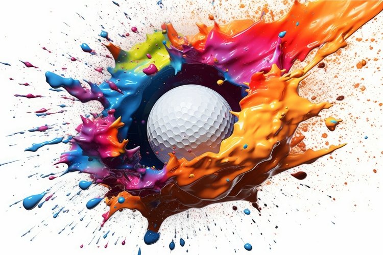 Golf ball color splash. Generate Ai example image 1