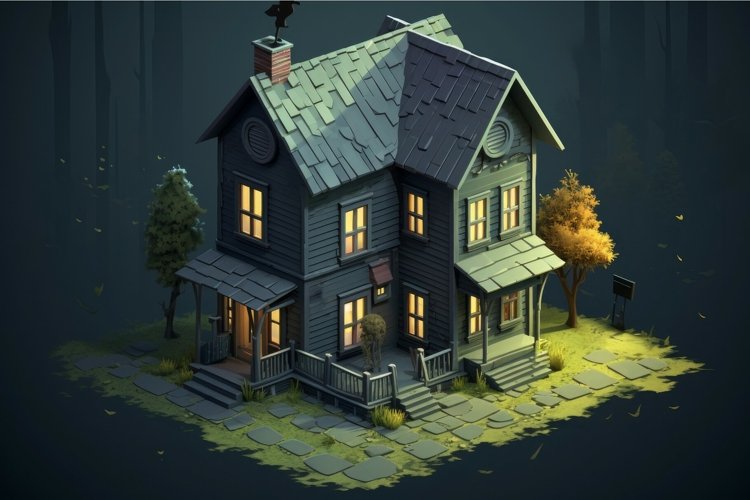 Imposing Gray house isometric. Generate Ai