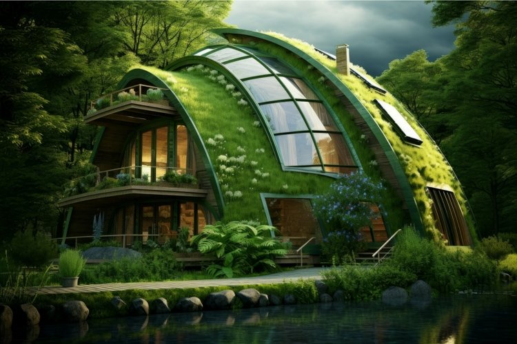 Comfortable Green eco house. Generate Ai