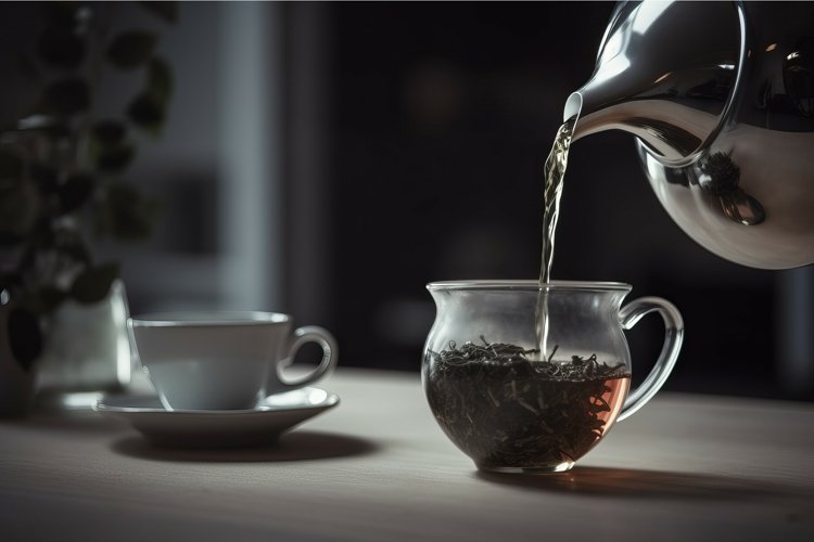 Grey herbal tea infusion. Generate ai example image 1