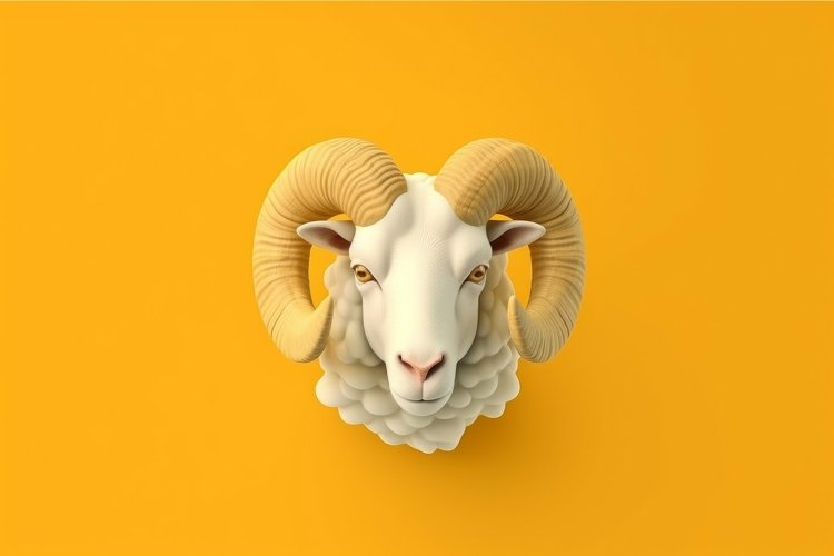 Head cute ram nature. Generate Ai example image 1