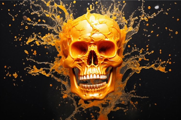 Human skull juice splash. Generate Ai