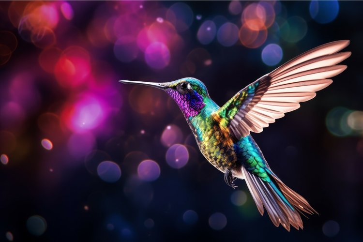 Dazzling Hummingbird flying. Generate Ai example image 1