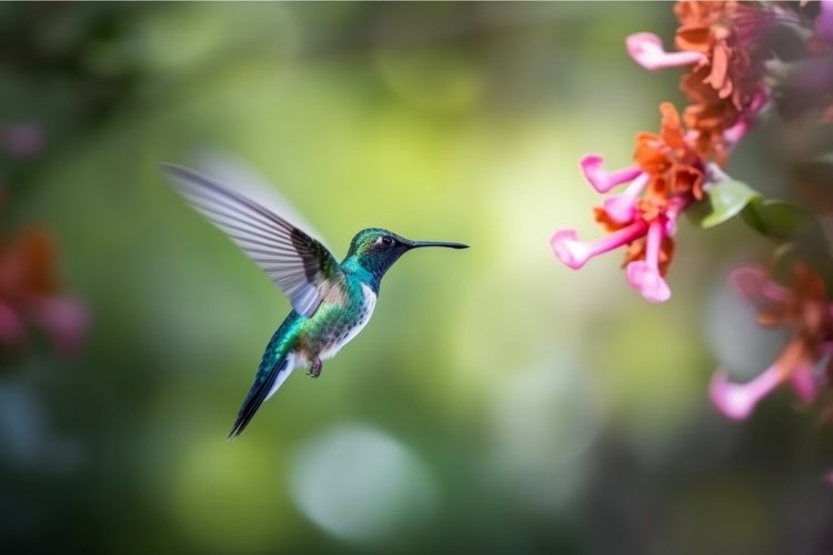 Hummingbird flying. Generate Ai example image 1