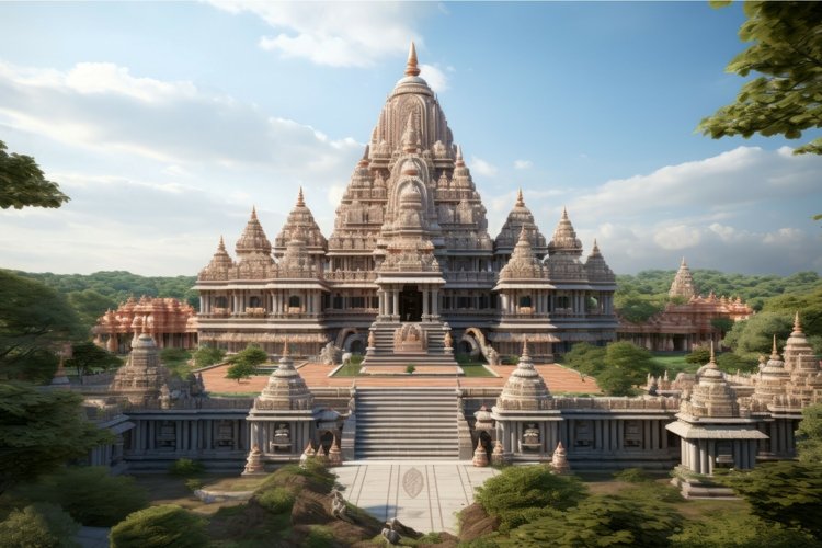 Big indian temple landscape. Generate Ai example image 1