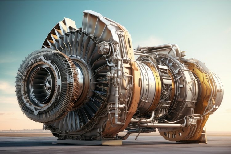 Durable Industrial gas turbine. Generate Ai example image 1
