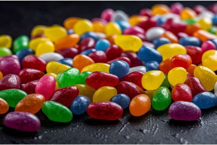 Jelly beans colorful dessert. Generate Ai example image 1