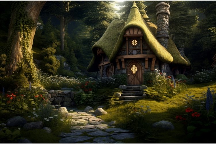 Secluded Forest little cottage. Generate Ai example image 1