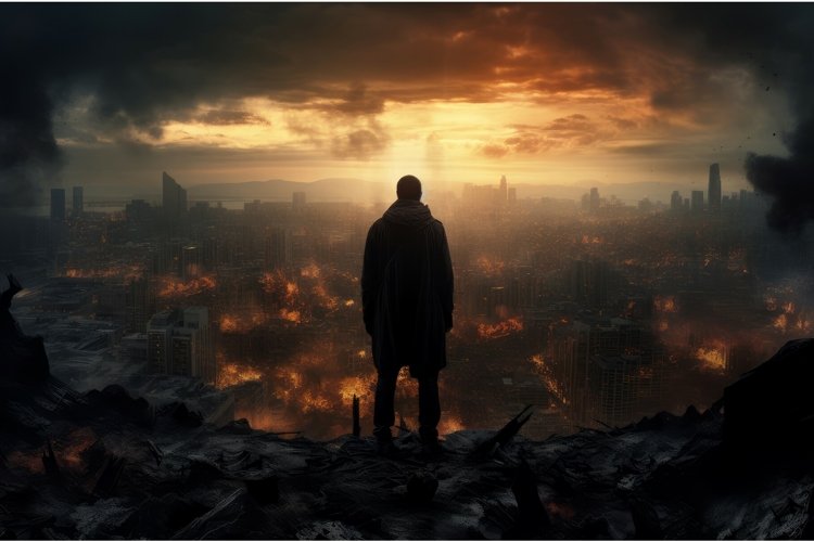 Man apocalypse city. Generate Ai example image 1