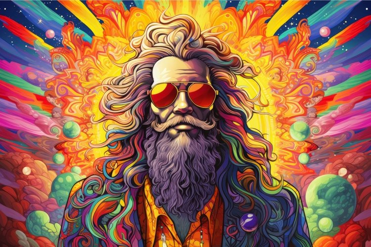 Imaginative Man colorful psychedelic colorful. Generate Ai