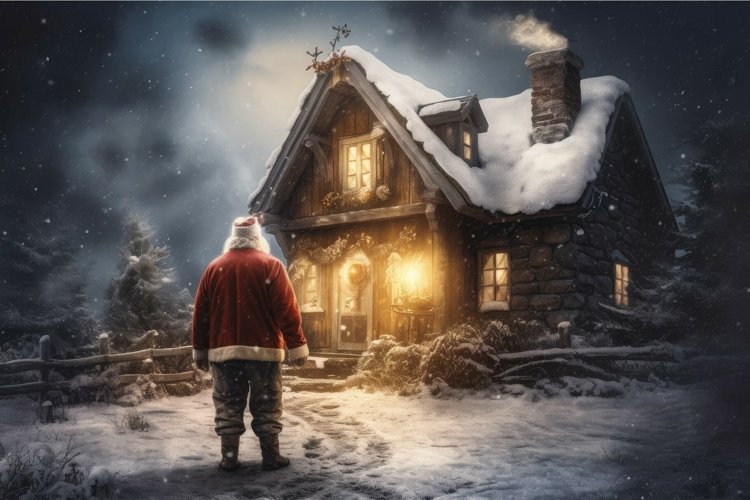 Person santa claus house. Generate Ai example image 1