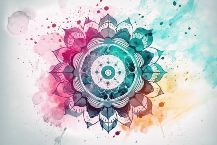 Mandala drawing watercolor. Generate Ai