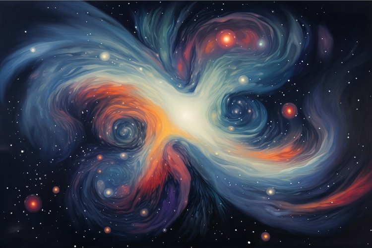 Many galaxy at night. Generate Ai