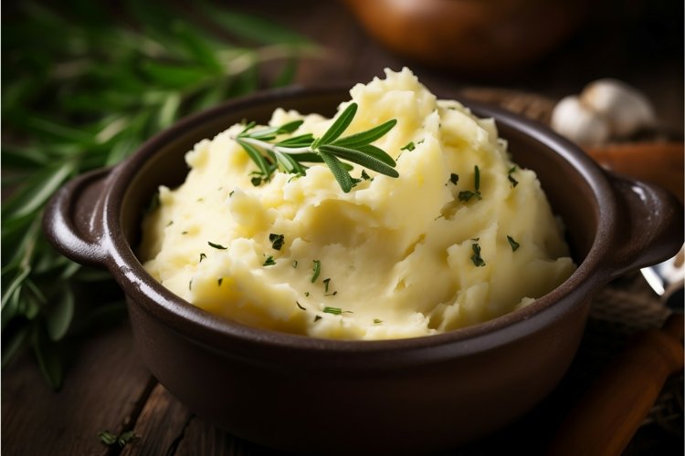 Mashed potatoes with herbs. Generate ai example image 1