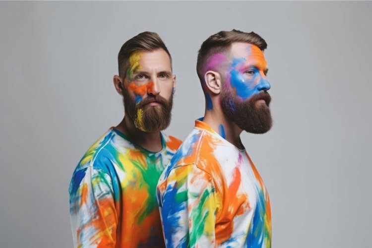 Men couple lgbt colorful. Generate Ai example image 1