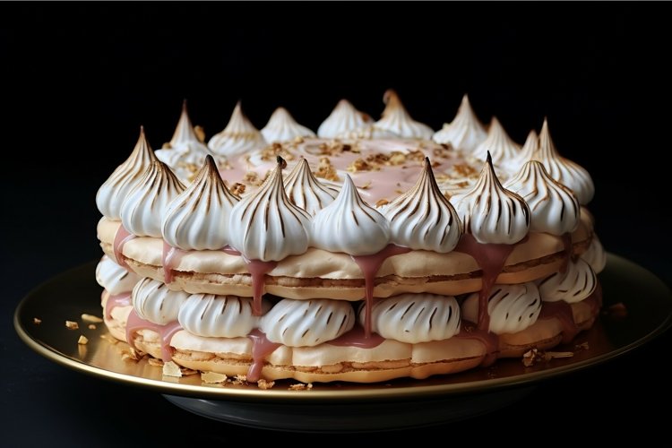 Creamy Meringue cake. Generate Ai example image 1