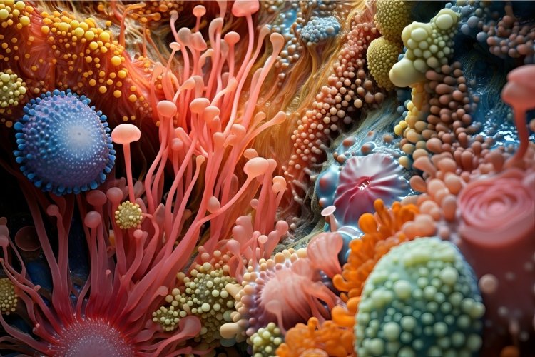 Intricate Colorful microbiome. Generate Ai