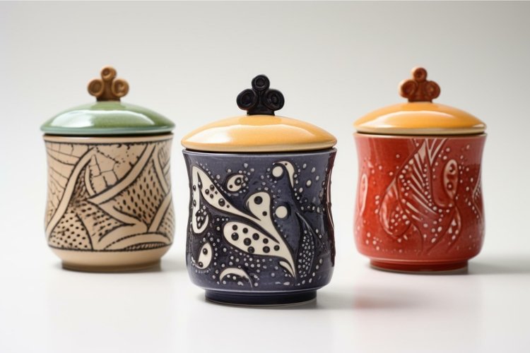 Ceramic tea caddies. Generate Ai