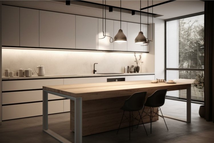 Understated Minimalistic kitchen. Generate Ai