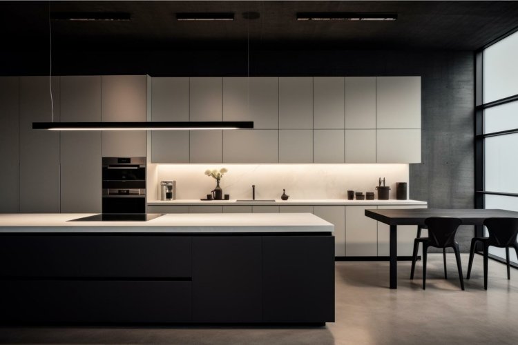 Unadorned Minimalistic kitchen. Generate Ai