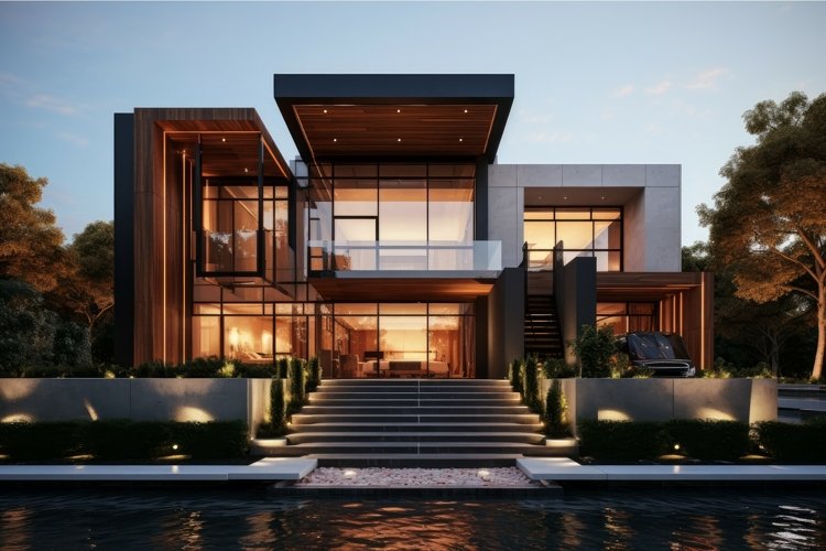 Luminous Modern sunny house. Generate Ai