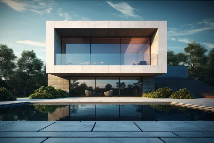 Eco-friendly Modern sunny house. Generate Ai