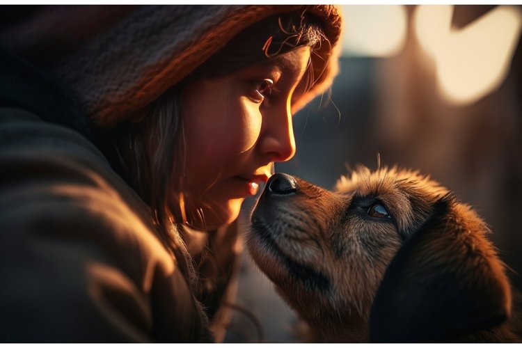 Moment of cuddling dog loyalty love. Generate ai example image 1