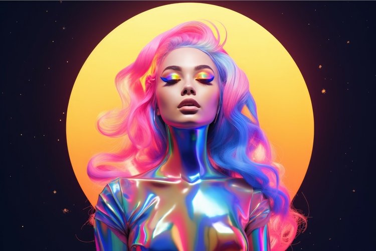 Ethereal Moon colorful detailed space. Generate Ai