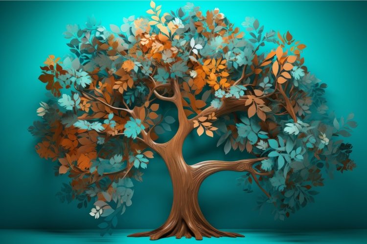 Mural tree paint. Generate Ai example image 1
