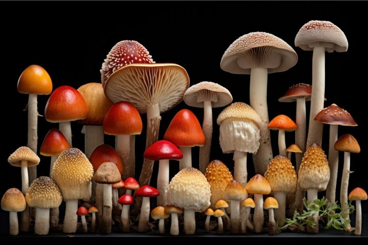 Mystical Mushroom different illustration. Generate Ai
