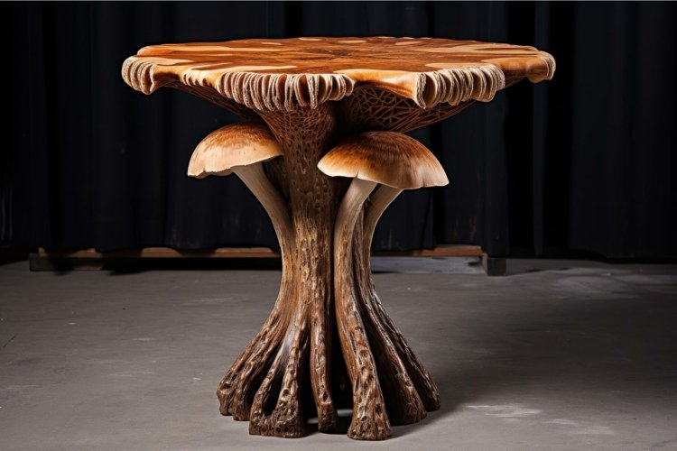 Peculiar Wild mushroom on table. Generate Ai