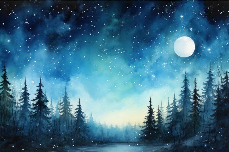 Watercolor Night Sky Image 18