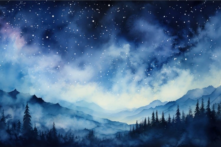 Watercolor Night Sky Image 16