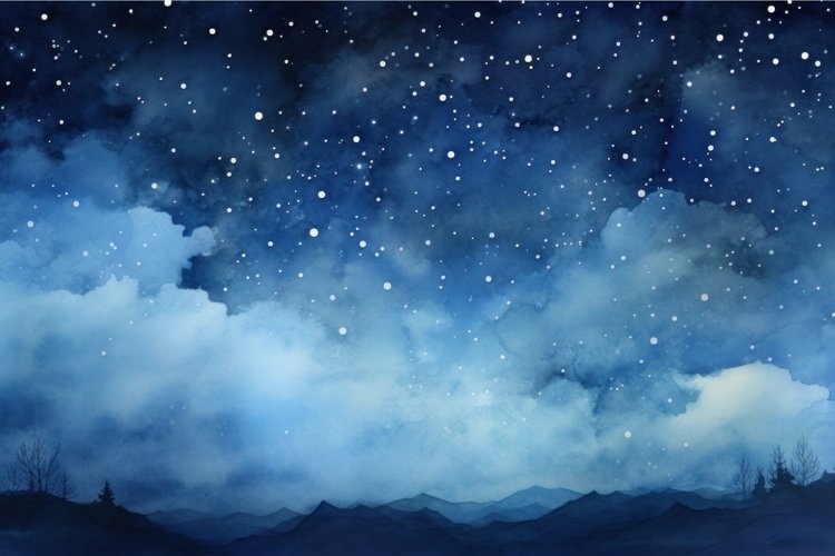 Watercolor Night Sky Image 15