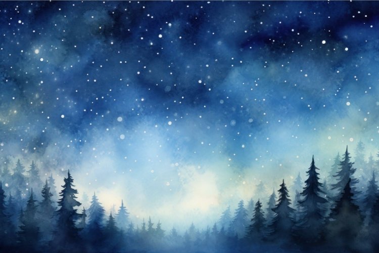 Watercolor Night Sky Image 14