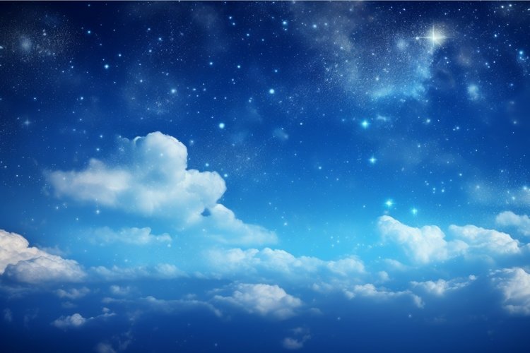 Night sky clouds watercolor. Generate Ai example image 1