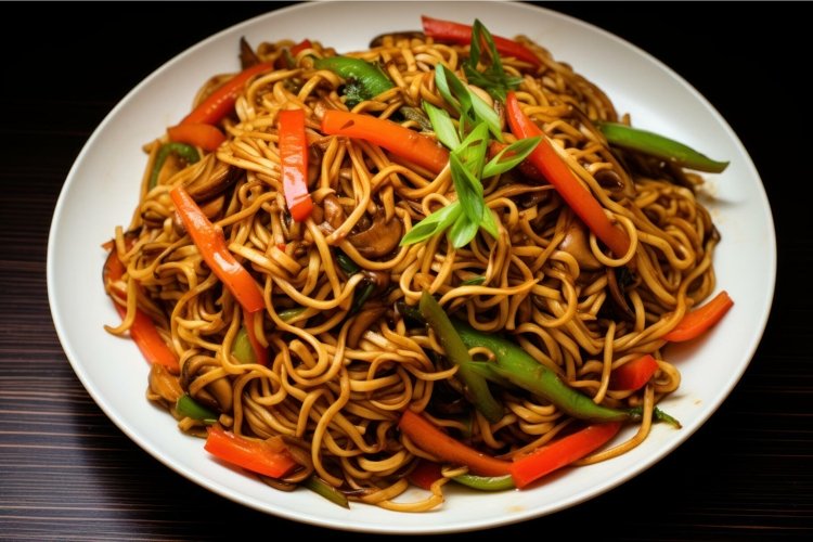Crunchy Noodles stir fry. Generate Ai